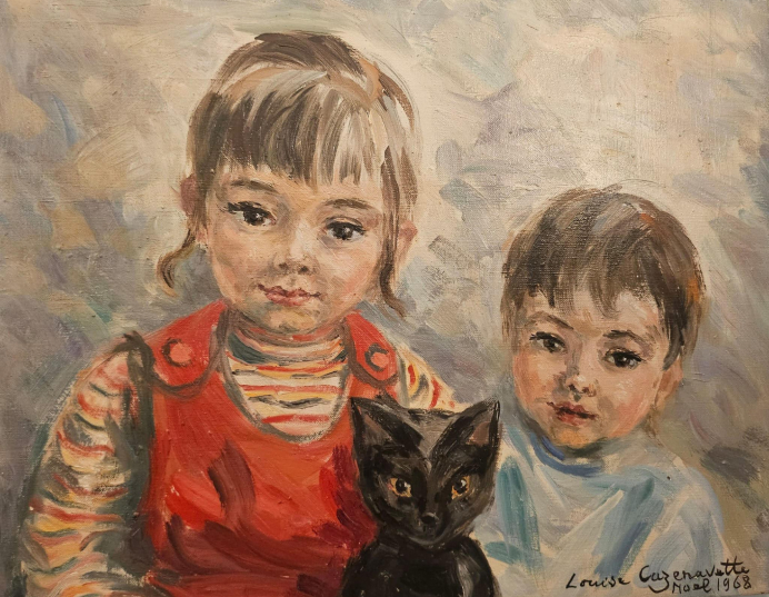 Clotilde et Guillaume avec leur chat, Mine